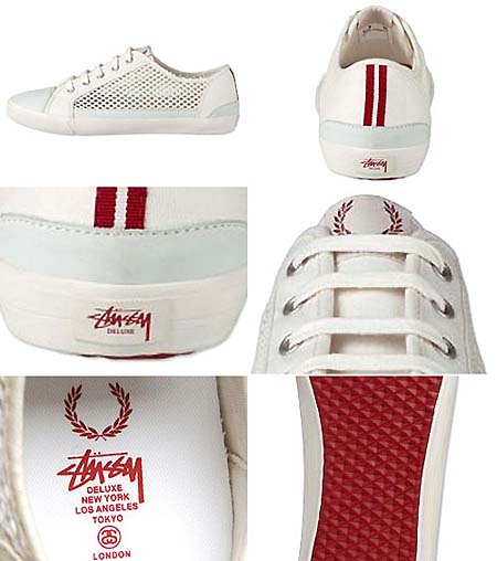 STUSSY DELUXE × FRED PERRY MESH LEATHER SHOES [WHITE] MESH_LEATHER_w 写真1