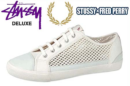 STUSSY DELUXE × FRED PERRY MESH LEATHER SHOES [WHITE] MESH_LEATHER_w
