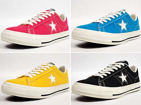 CONVERSE ONE STAR CANVAS OX [WHITE/BLACK] 32360120 写真2 ピンク、青、黄色、黒