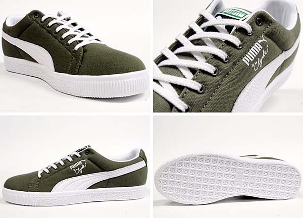Puma CLYDE CANVAS LEATHER FS [OLIVE/WHITE] 352955 画像1