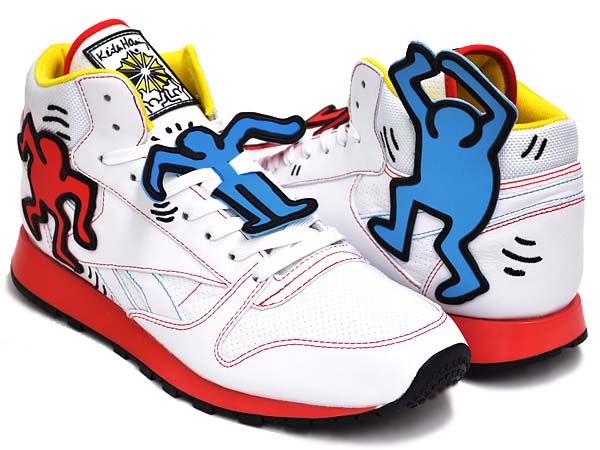Reebok CL LTHR MID LUX  Keith Haring [WHITE/BLK/TECHY RED/MULTI] V44585