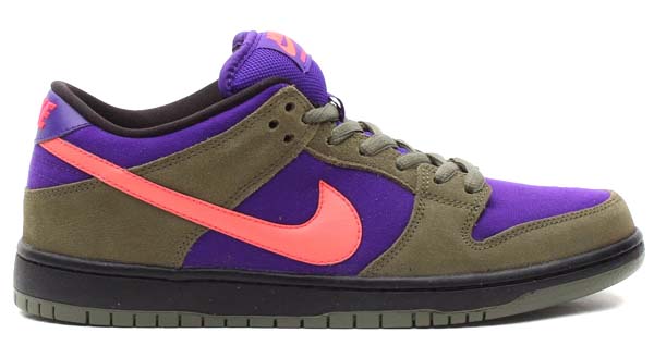 NIKE DUNK LOW PRO SB [OLIVE/ATOMIC RED-ELECTRIC PURPLE] 304292-265
