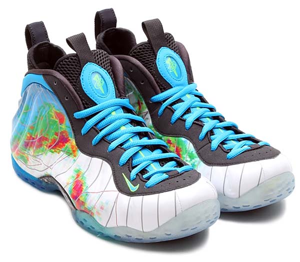 NIKE AIR FOAMPOSITE ONE PRM WEATHERMAN [WHITE/CURRENT BLUE-FLASH LIME] 575420-100