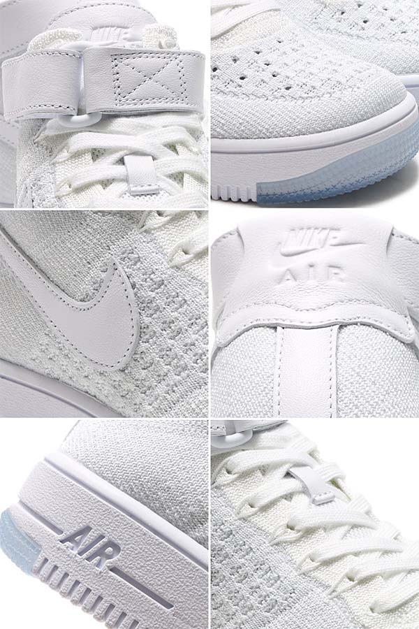 NIKE AIR FORCE 1 ULTRA FLY KNIT MID [WHITE / WHITE-PURE PLATINUM] 818018-100