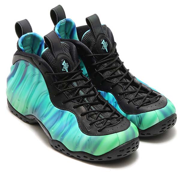 NIKE AIR FOAMPOSITE ONE PRM AS QS [BLACK / GREEN GLOW-FIERCE PURPLE] 840559-001