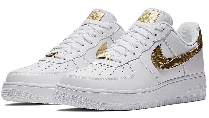 NIKE AIR FORCE 1 LOW CR7 "GOLDEN PATCHWORK" [WHITE / WHITE-METALLIC GOLD] AQ0666-100