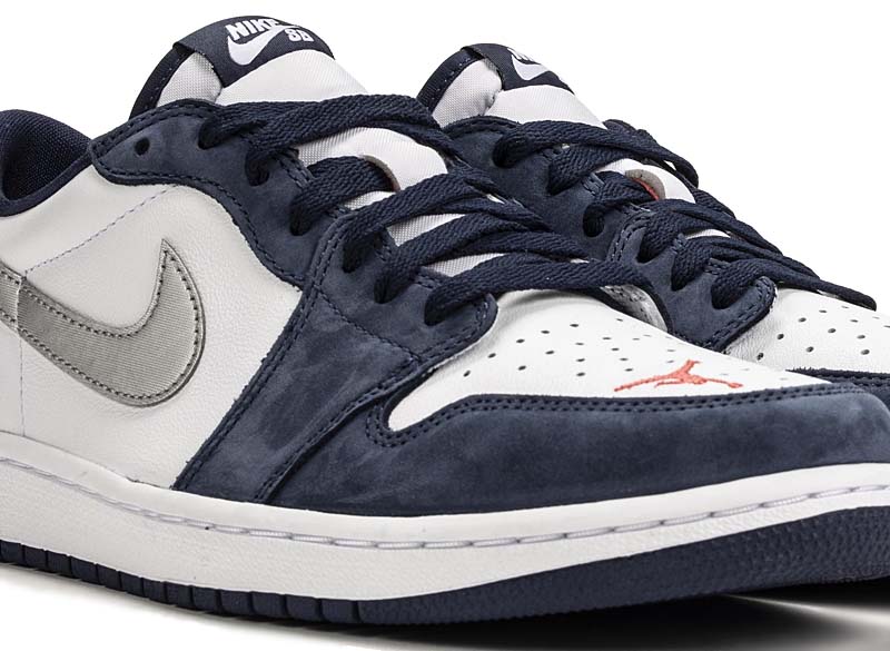 NIKE SB AIR JORDAN 1 LOW MIDNIGHT NAVY / WHITE-EMBER GLOW-METALLIC SILVER CJ7891-400 ナイキ SB エアジョーダン1 ロー 「ホワイト/ネイビー/シルバー」